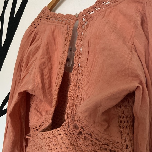 NWT Free People Megan Coral Sand crocheted cotton tunic top - Picture 11 of 12